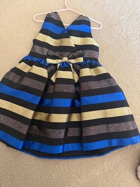 Gymboree Girls' Striped Fit-and-Flare Dress - Black, Blue & Gold